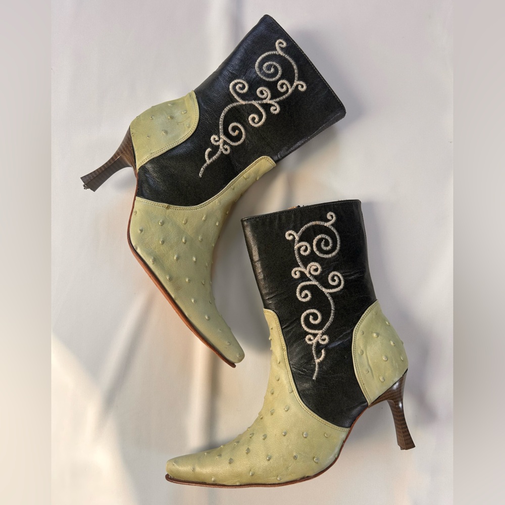 MEXICANA Black and Cream Heeled Boots - Picture 2 of 7